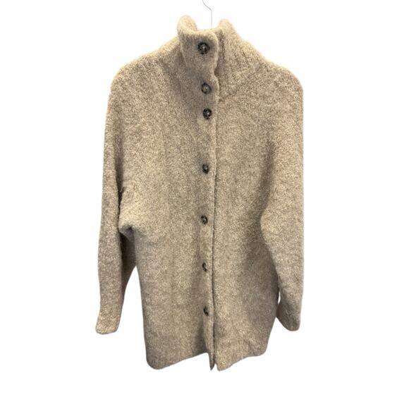 Wilfred Karlis Alpaca Blend Knit Button-Up High Collar Cardigan Beige Sz S - Picture 5 of 10